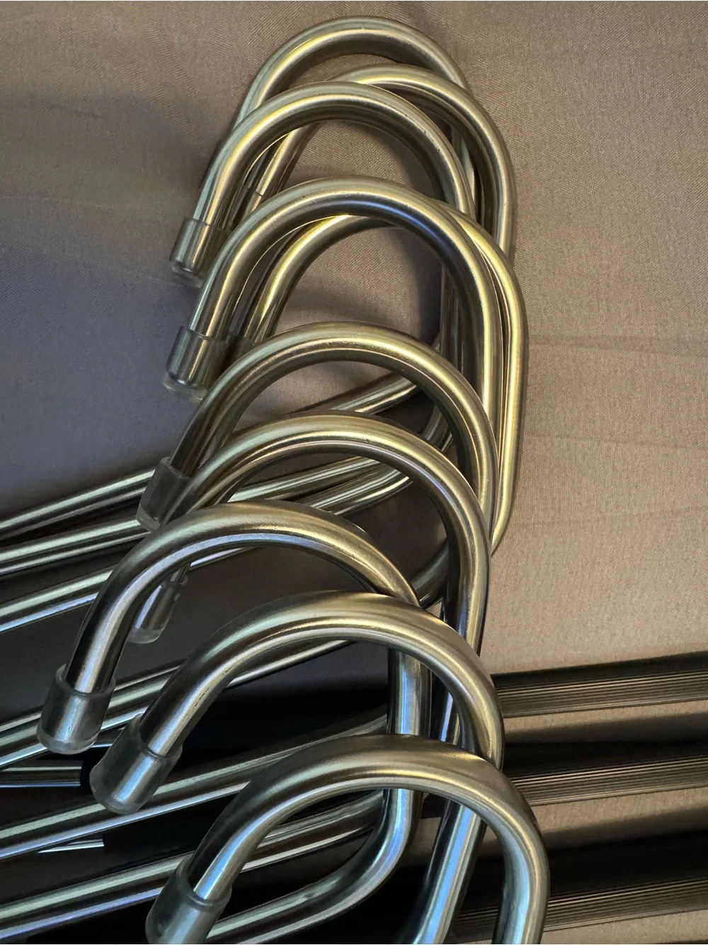 Set of 10 Non-slip Metal Pant Hangers with Black Rubber Sleeves